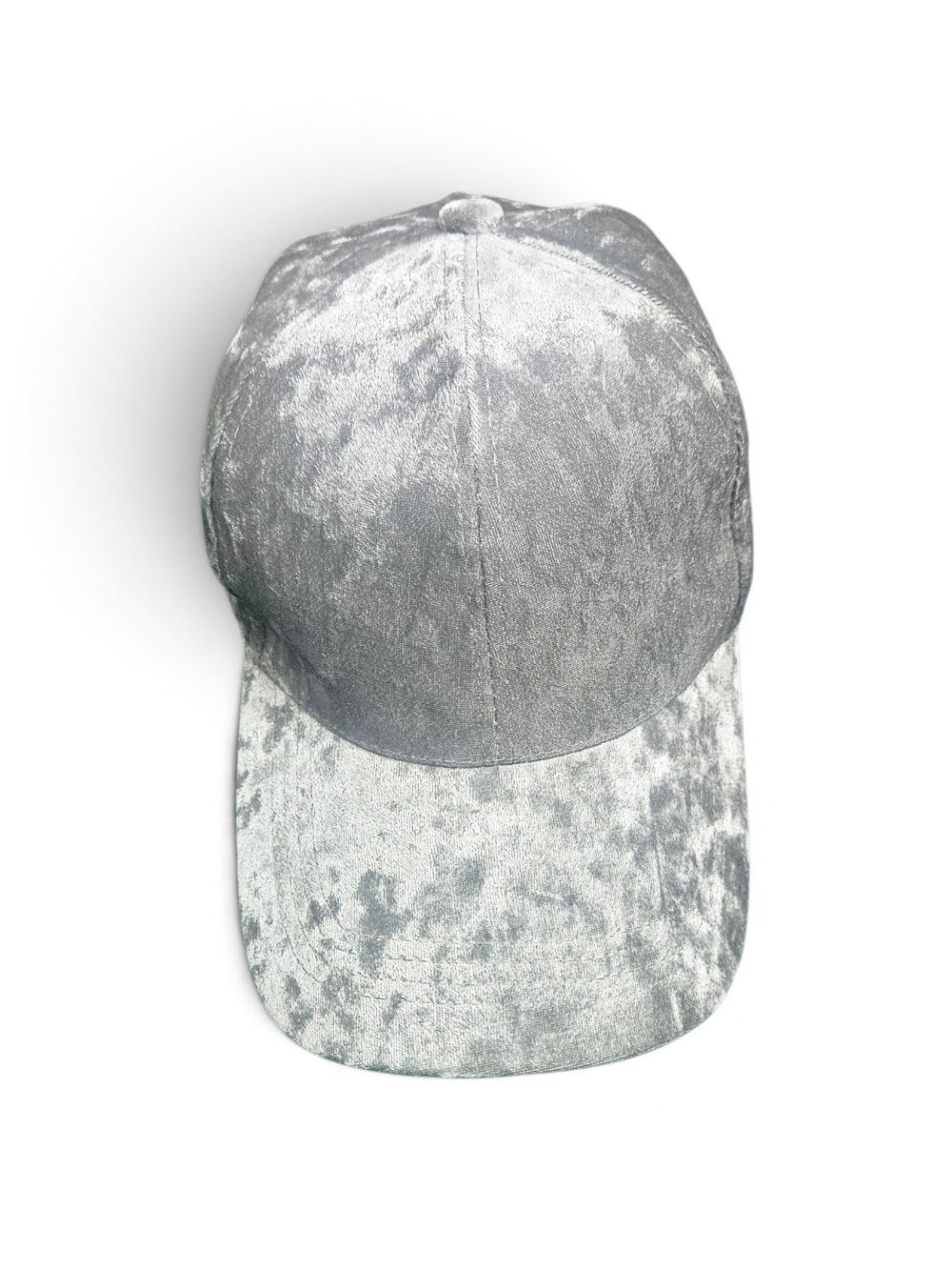 Silver Gray Crushed Velvet Baseball Cap VelourAdjustable OS